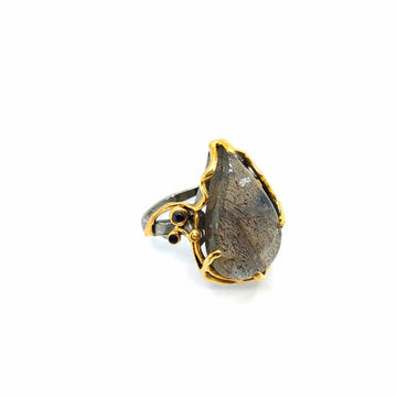 One Of A Kind Labradorite Sapphire Ring
