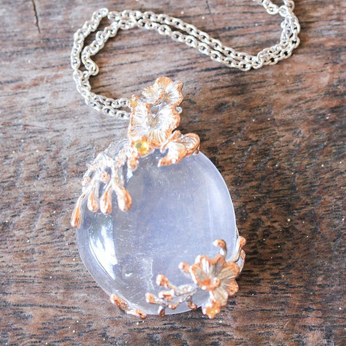 Alice Rose Quartz Sapphire Necklace in 925 sterling silver, Goldlip Jewelry