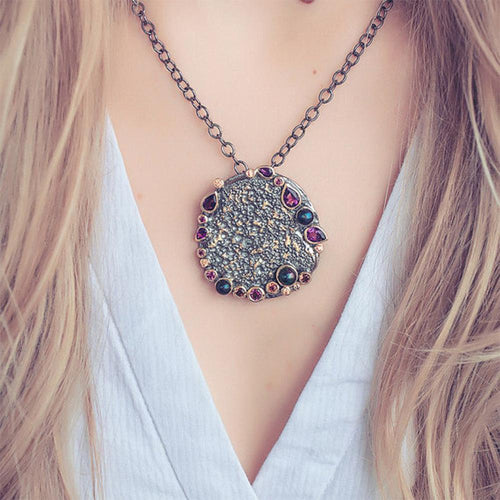 Alice Garnet Amethyst Sapphire Pearl Necklace in 925 sterling silver, Goldlip Jewelry