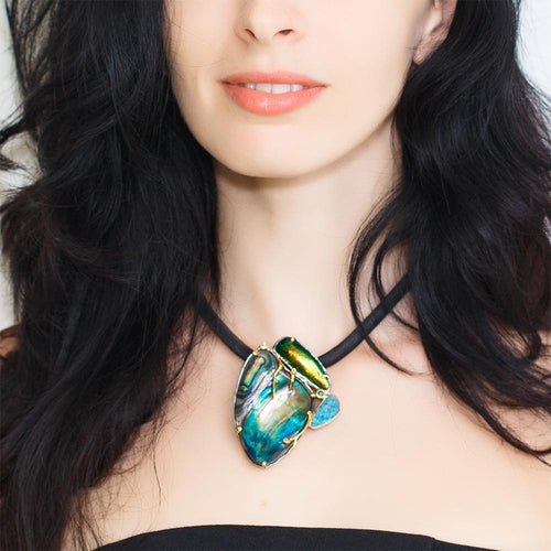 One Of A Kind Opal Necklace in 925 sterling silver, Goldlip Jewelry