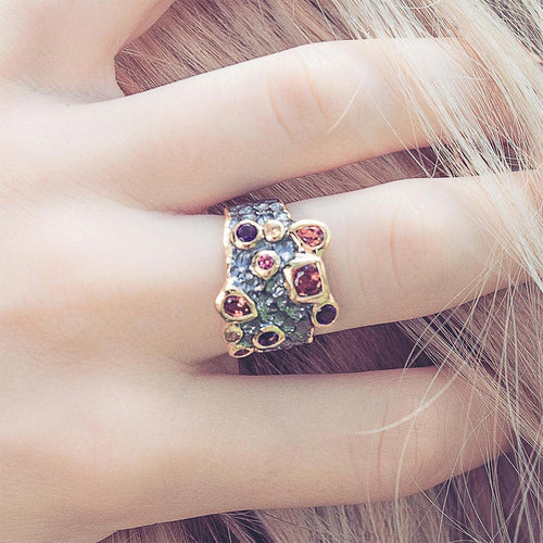 Alice Amethyst Garnet Sapphire Ring in 925 sterling silver, Goldlip Jewelry