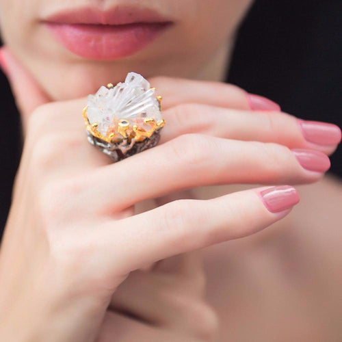 One Of A Kind Tierra Crystal Ring in 925 sterling silver, Goldlip Jewelry