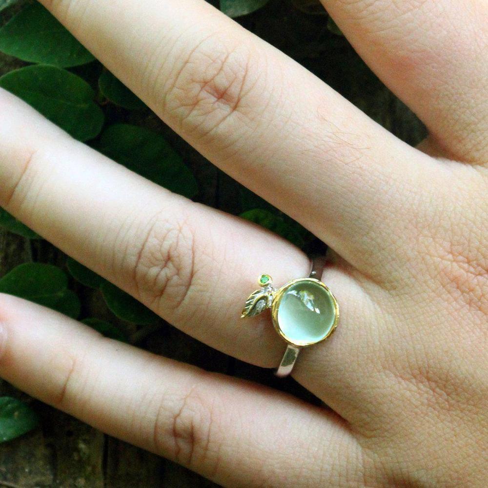 Stacking Prehnite and Diopside Ring-Rings-AdiOre Jewels