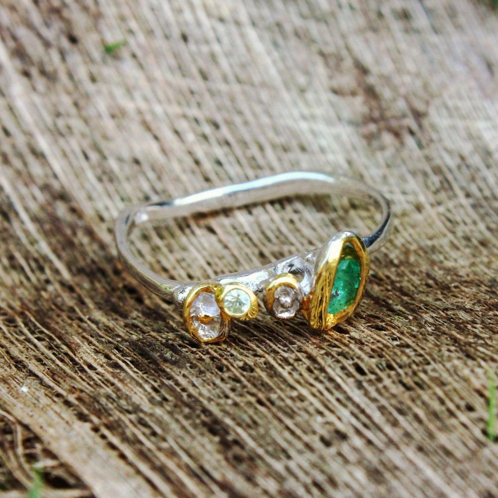 Stacking Emerald and Sapphire Ring-Rings-AdiOre Jewels