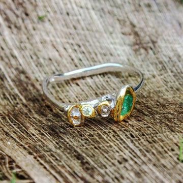 Stacking Emerald and Sapphire Ring-Rings-AdiOre Jewels