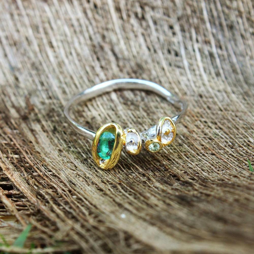 Stacking Emerald and Sapphire Ring-Rings-AdiOre Jewels