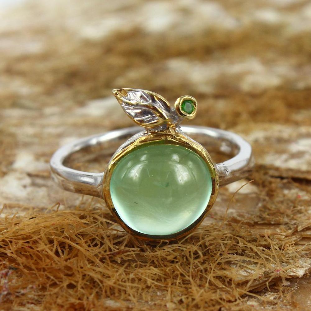 Stacking Prehnite and Diopside Ring-Rings-AdiOre Jewels