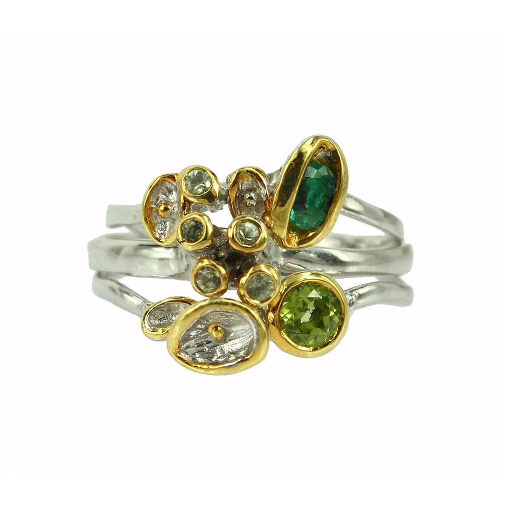 Stacking Emerald and Sapphire Ring-Rings-AdiOre Jewels