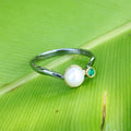 Stacking Emerald and Fresh Water Pearl Ring-Rings-AdiOre Jewels