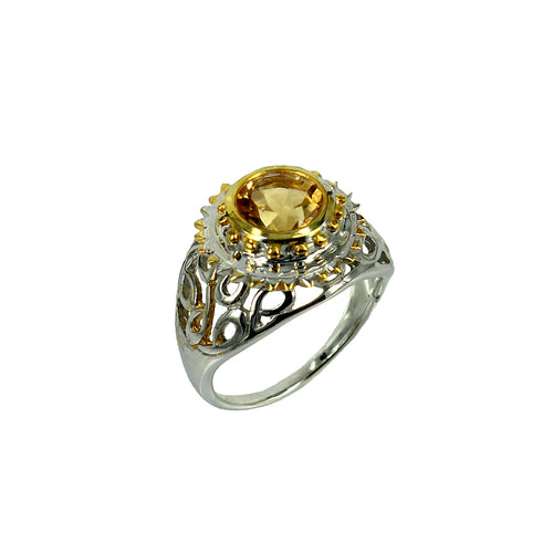 Handmade 925 silver steampunk ring with citrine — Goldlip Thailand