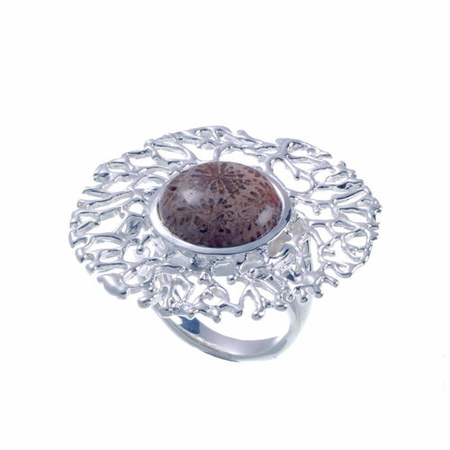 Coral Love Tierra Fossil Coral Ring in 925 sterling silver, Goldlip Jewelry