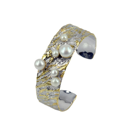 Classic Pearl Bangle in 925 sterling silver, Goldlip Jewelry