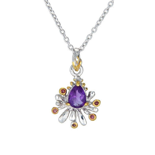 Classic Amethyst Garnet Pendant in 925 sterling silver, Goldlip Jewelry