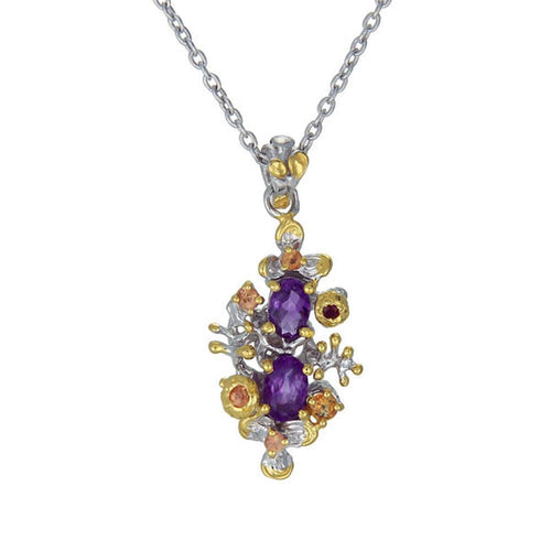 Classic Amethyst Garnet Sapphire Pendant in 925 sterling silver, Goldlip Jewelry