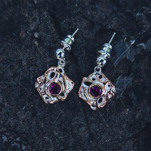Classic Garnet Earrings Pink Gold in 925 sterling silver, Goldlip Jewelry