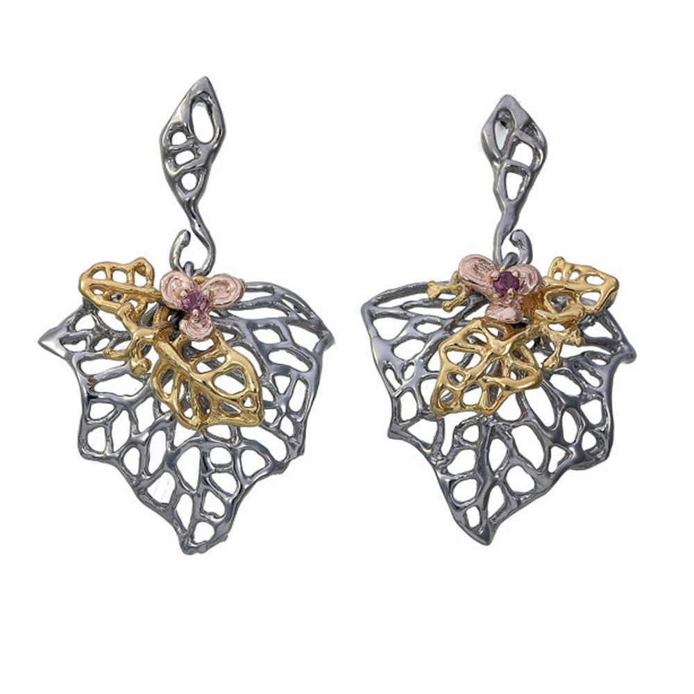 Fern And Leaf Flemma Rojo Earring-Earrings-AdiOre Jewels