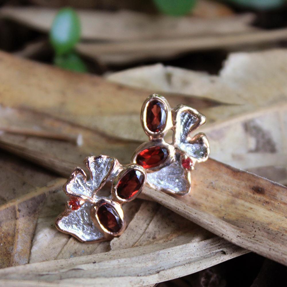 Fern And Leaf Flemma Rojo Earrings-Earrings-AdiOre Jewels