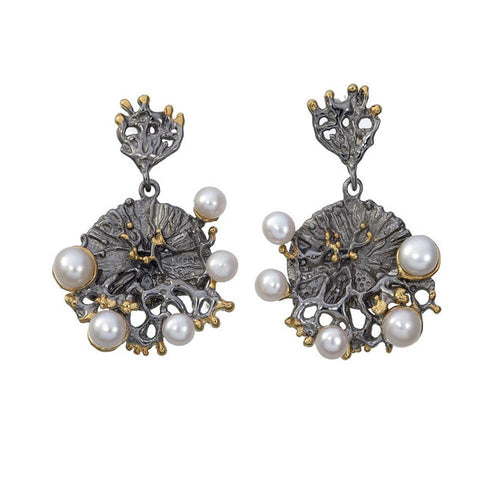 Aqua Pearl Drop Earrings Gold in 925 sterling silver, Goldlip Jewelry