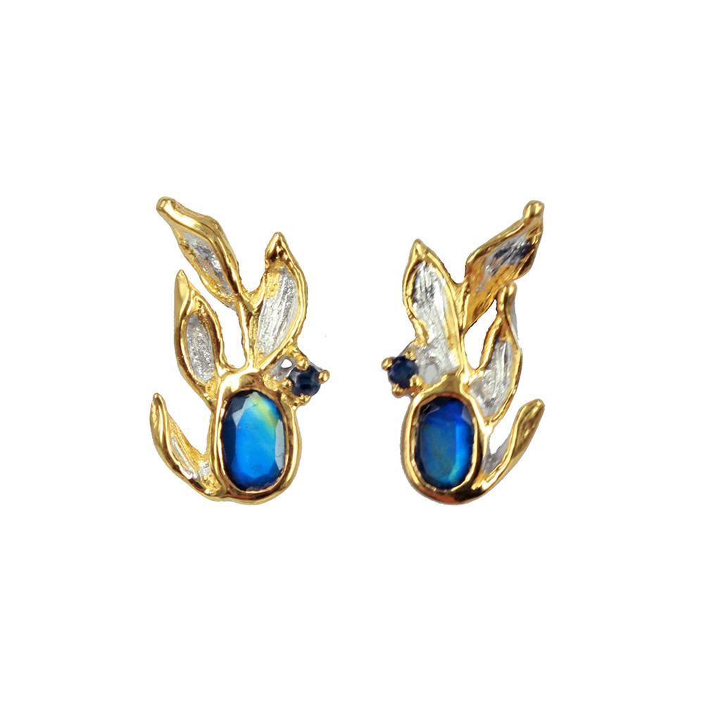 Fern & Leaf Tierra Azul Earrings-Earrings-AdiOre Jewels