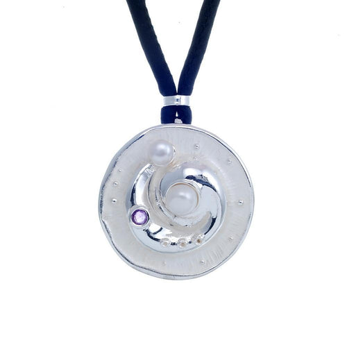 Aqua Pearl Amethyst Pendant in 925 sterling silver, Goldlip Jewelry