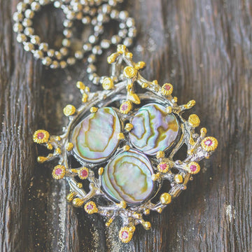 Coral Love Tierra Abulón Verde Necklace-Necklaces-AdiOre Jewels
