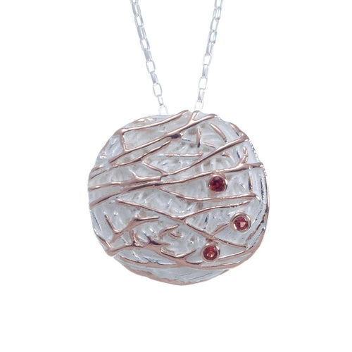Classic Garnet Pendant Pink Gold in 925 sterling silver, Goldlip Jewelry