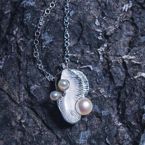 Aqua Pearl Shell Pendant in 925 sterling silver, Goldlip Jewelry