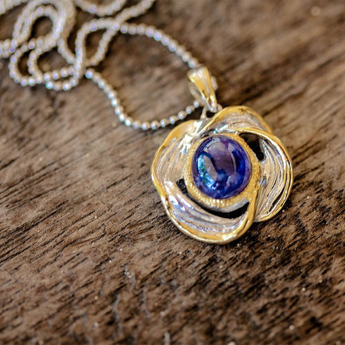 Alice Blue Sapphire Pendant in 925 sterling silver, Goldlip Jewelry