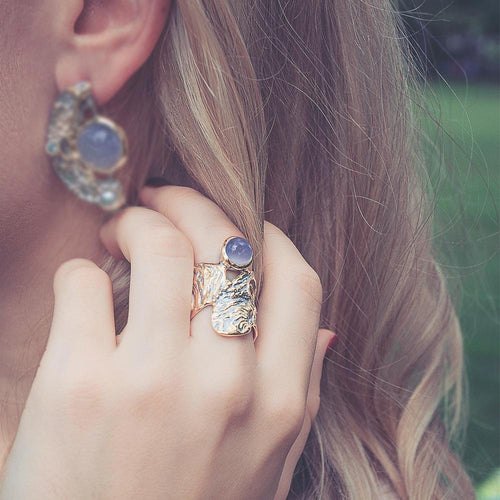 Alice Blue Chalcedony Ring in 925 sterling silver, Goldlip Jewelry