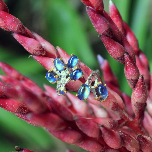 Alice Blue Spectrolite Sapphire Adjustable Ring in 925 sterling silver, Goldlip Jewelry