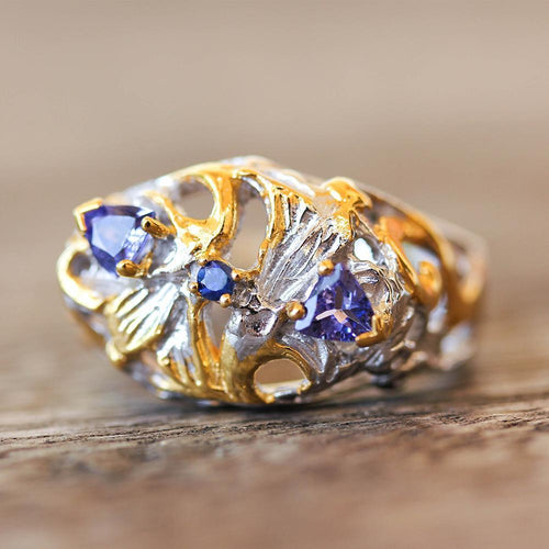 Alice Tanzanite Sapphire Ring in 925 sterling silver, Goldlip Jewelry