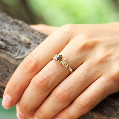 Alice Champagne Tourmaline Sapphire Ring in 925 sterling silver, Goldlip Jewelry
