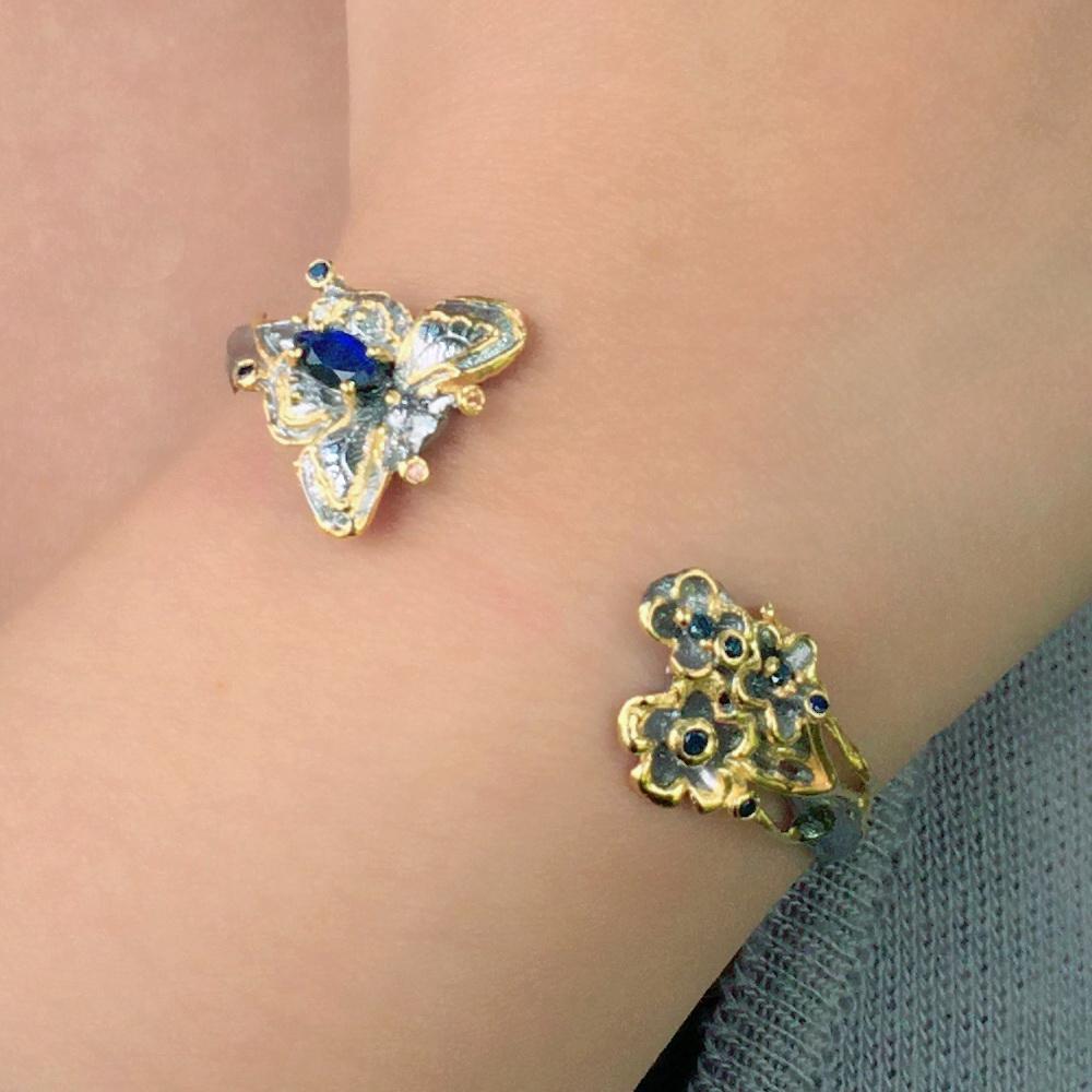 Fern And Leaf Flemma Azul Bangle-Bangles-AdiOre Jewels