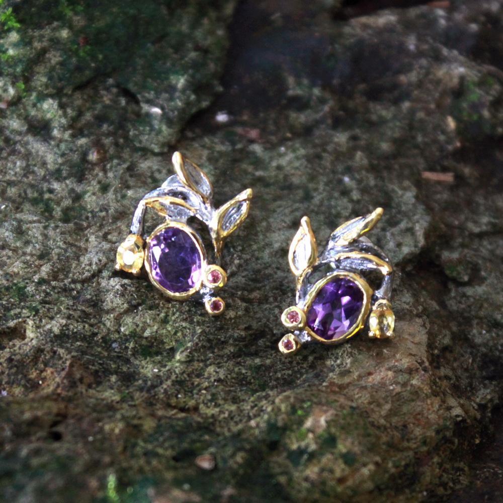 Fern And Leaf Flemma Lila Earring-Earrings-AdiOre Jewels