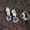 Fern And Leaf Flemma Azul Earring-Earrings-AdiOre Jewels