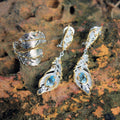 Fern And Leaf Flemma Azul Earring-Earrings-AdiOre Jewels