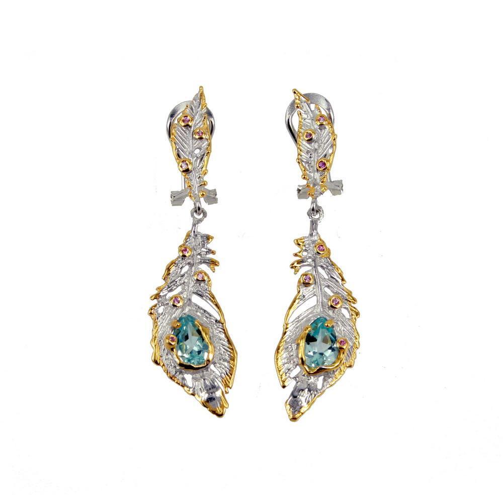 Fern And Leaf Flemma Azul Earring-Earrings-AdiOre Jewels