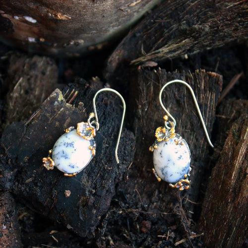 Opal Magic Dendritic Opal Drop Earrings in 925 sterling silver, Goldlip Jewelry