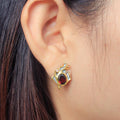 Fern And Leaf Flemma Rojo Earring-Earrings-AdiOre Jewels