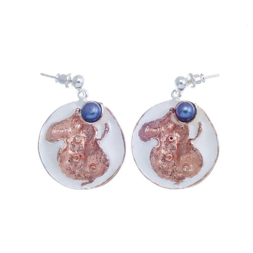 Aqua Black Pearl Earrings Pink Gold in 925 sterling silver, Goldlip Jewelry