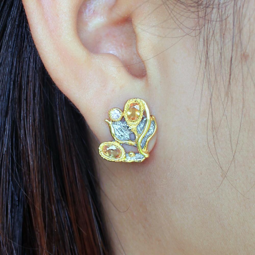 Fern And Leaf Flemma Amarillo Earring-Earrings-AdiOre Jewels