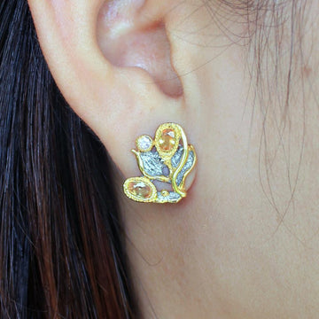 Fern And Leaf Flemma Amarillo Earring-Earrings-AdiOre Jewels