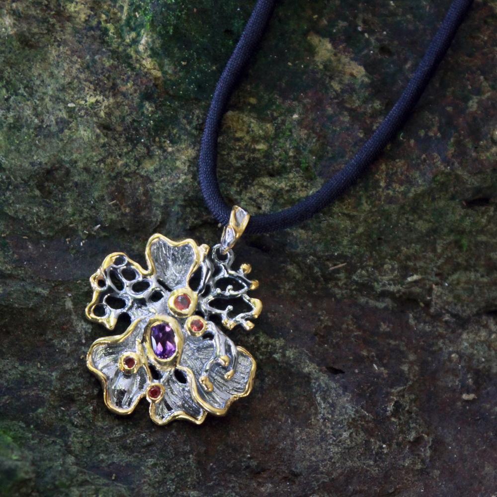 Fern And Leaf Flemma Lila Pendant-Pendants-AdiOre Jewels
