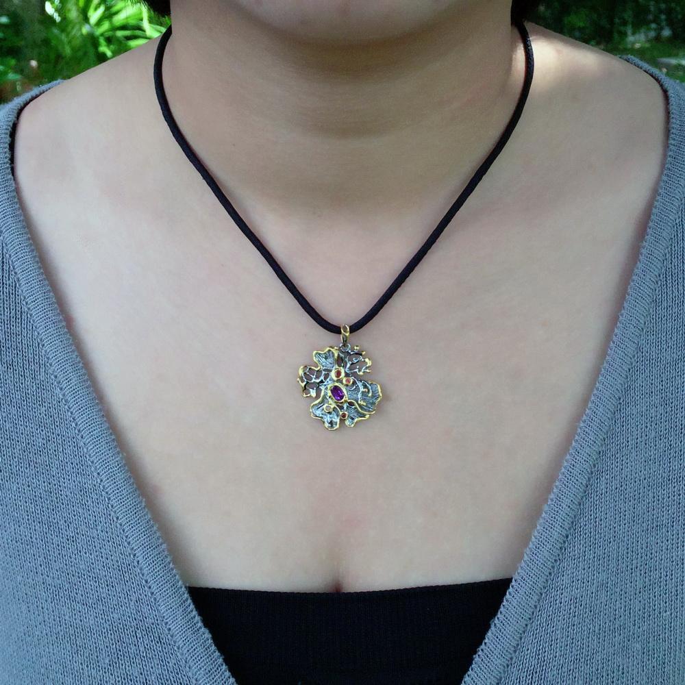 Fern And Leaf Flemma Lila Pendant-Pendants-AdiOre Jewels