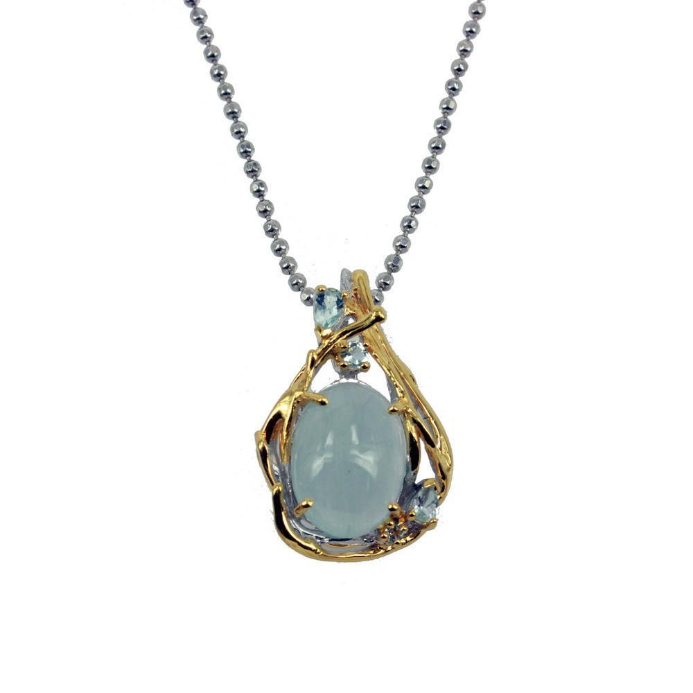Fern And Leaf Flemma Azul Pendant-Pendants-AdiOre Jewels