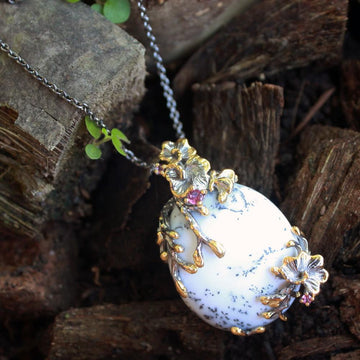 Fern And Leaf Tierra Blanca Pendant-Necklaces-AdiOre Jewels