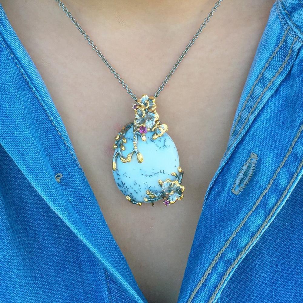 Fern And Leaf Tierra Blanca Pendant-Necklaces-AdiOre Jewels