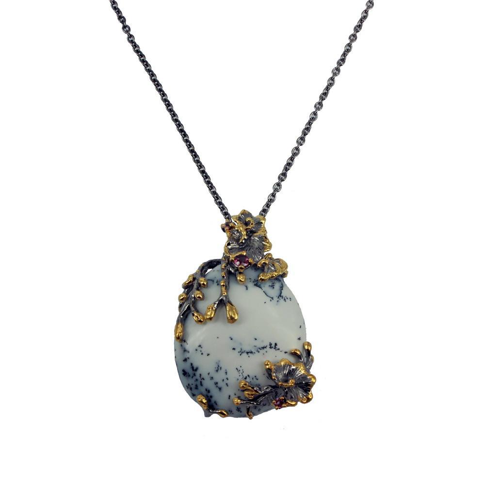 Fern And Leaf Tierra Blanca Pendant-Necklaces-AdiOre Jewels