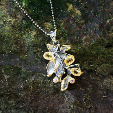 Fern And Leaf Flemma Amarillo Pendant-Pendants-AdiOre Jewels