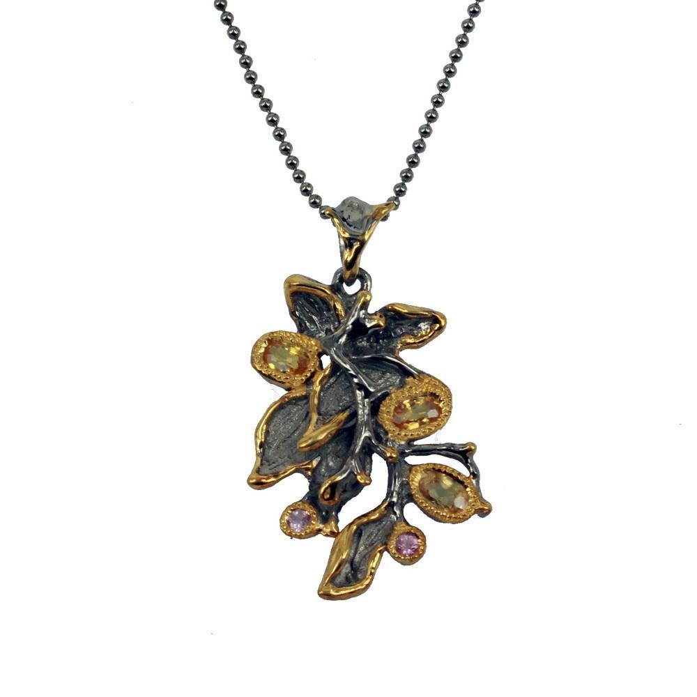Fern And Leaf Flemma Amarillo Pendant-Pendants-AdiOre Jewels